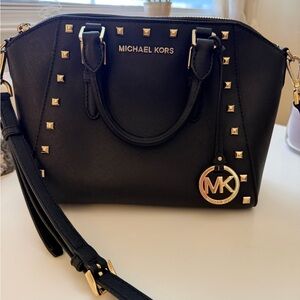 Michael Kors Black Studded Satchel